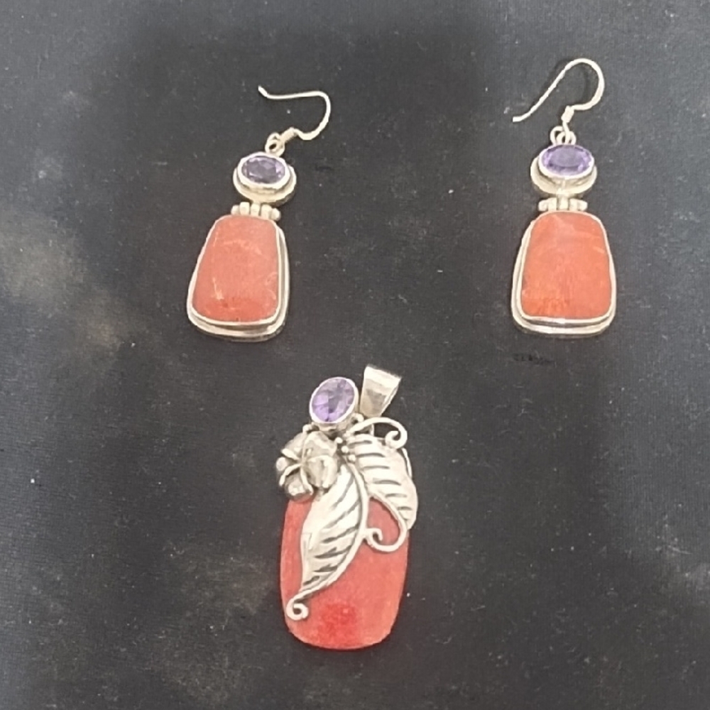 Orange and Purple Earrings with Nature-Inspired Design